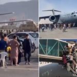 Personas caen desde un avión tras agarrarse a las llantas para huir de Afganistán